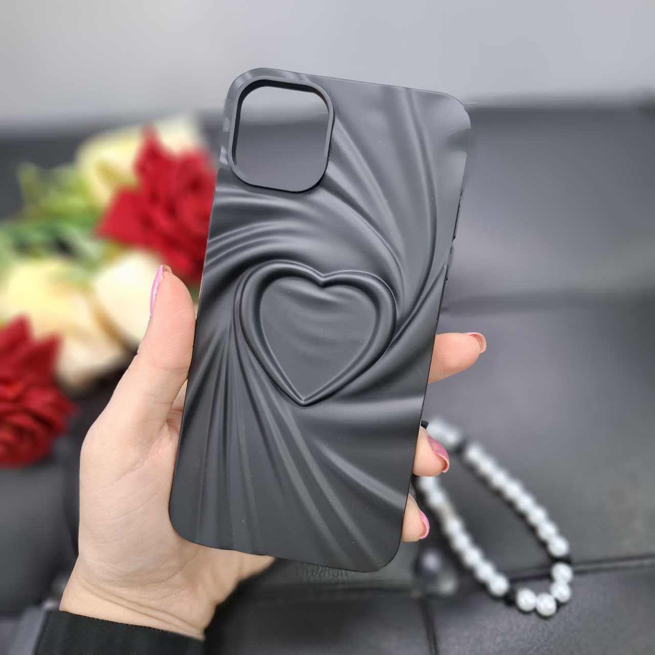 قاب آیفون 11 پرو مکس ژله ای طرح برجسته قلب بزرگ