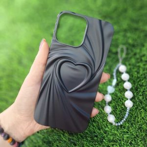 قاب آیفون 13 پرو مکس ژله ای طرح برجسته قلب بزرگ