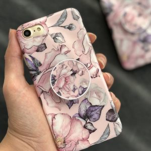قاب موبایل آیفون گل نقاشی + پاپسوکت رایگان ( 1025 ) ( 1026 )