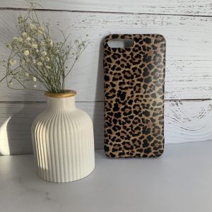قاب موبایل آیفون پلنگی مات ژله ای قهوه ای